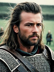 Medieval Warrior Man Portrait with Braveheart Photo Filter