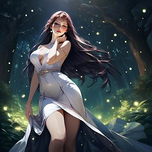 Elegant Woman in Mystical Forest