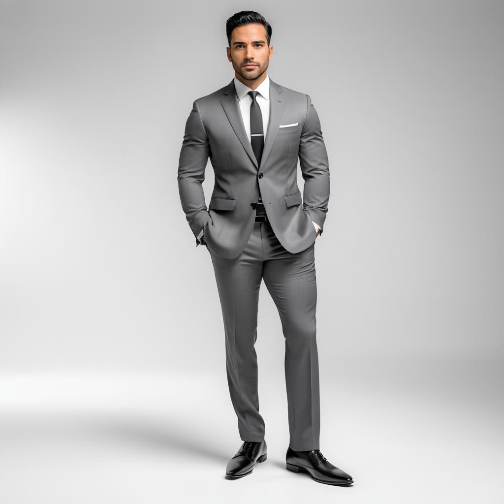 Confident Man in Gray Suit