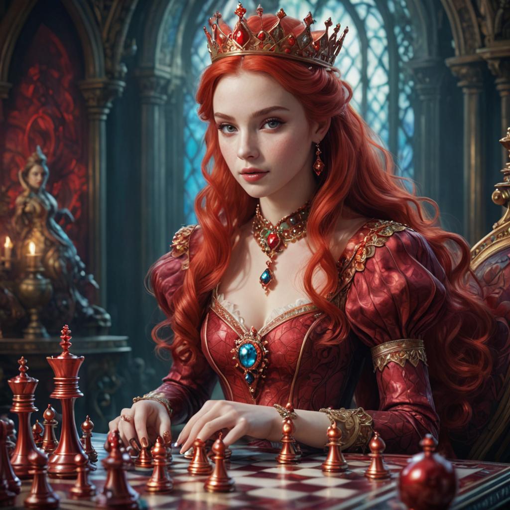 Artistic Red Queen in Gothic Chess Setting