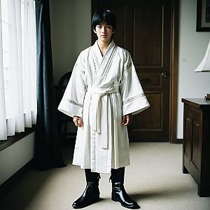 Young Man in Traditional White Robe