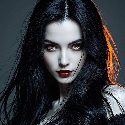 Moody Portrait of Woman with Amber Eyes and Gothic Style