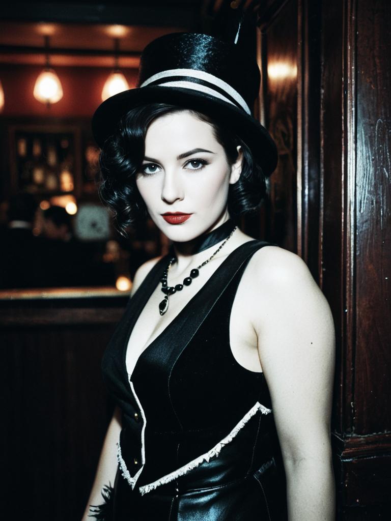 Woman in Vintage Speakeasy Costume Editorial Fashion Style Cosplay Portrait