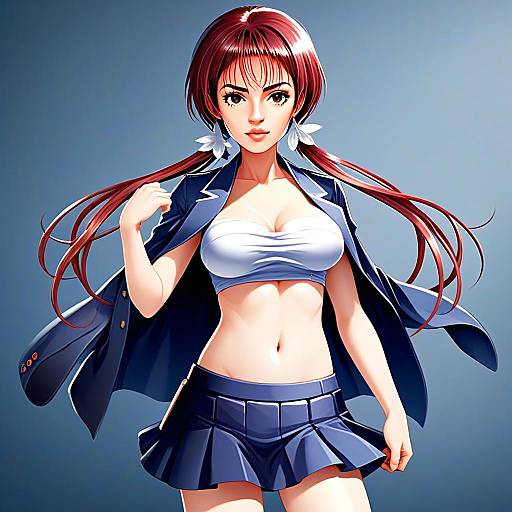 Musujime Awaki Anime Style Digital Illustration of Confident Young Woman