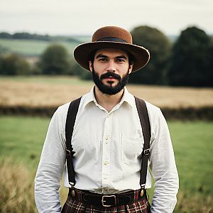 Man in Traditional British Country Attire Outdoors
