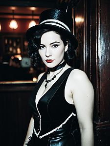 Woman in Vintage Speakeasy Costume Editorial Fashion Style Cosplay Portrait