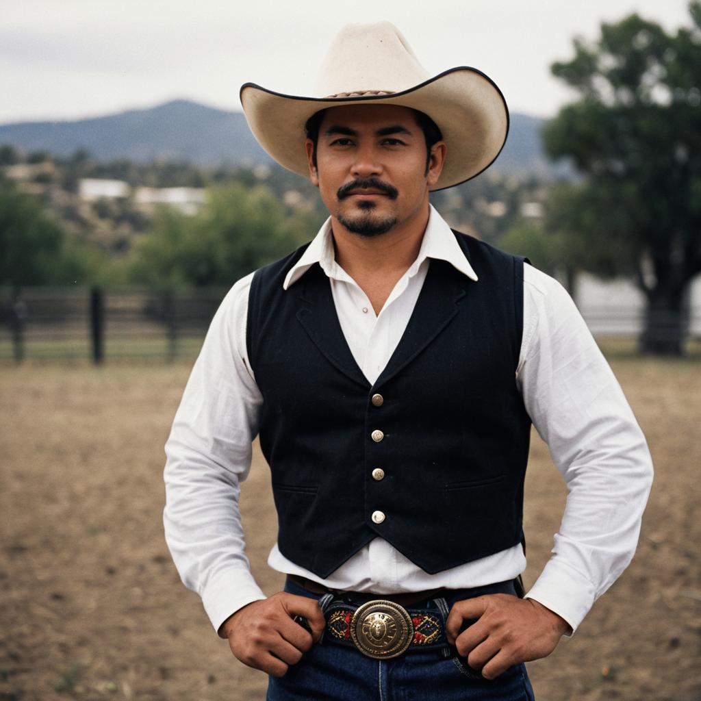 Confident Mexican Man in Cowboy Attire Outdoors