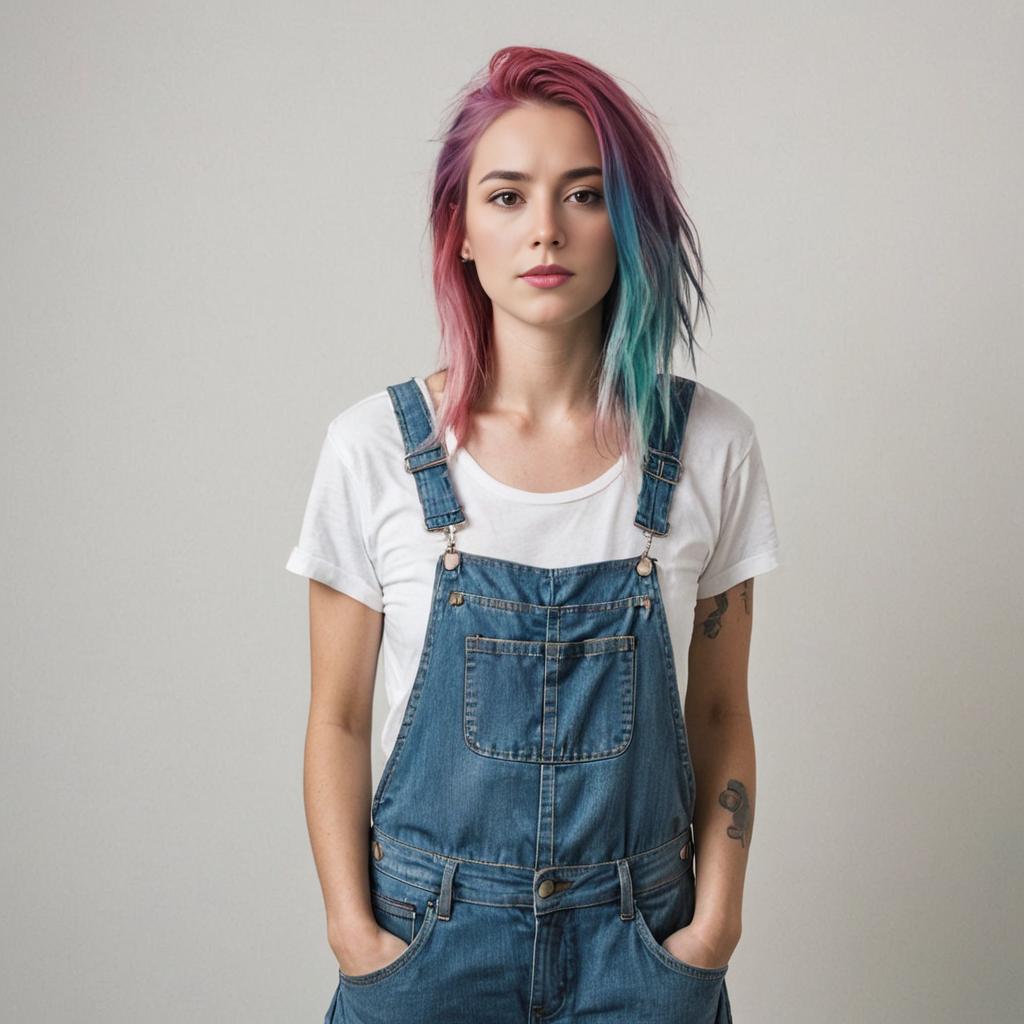 Artistic Portrait of a Woman with Rainbow Hair