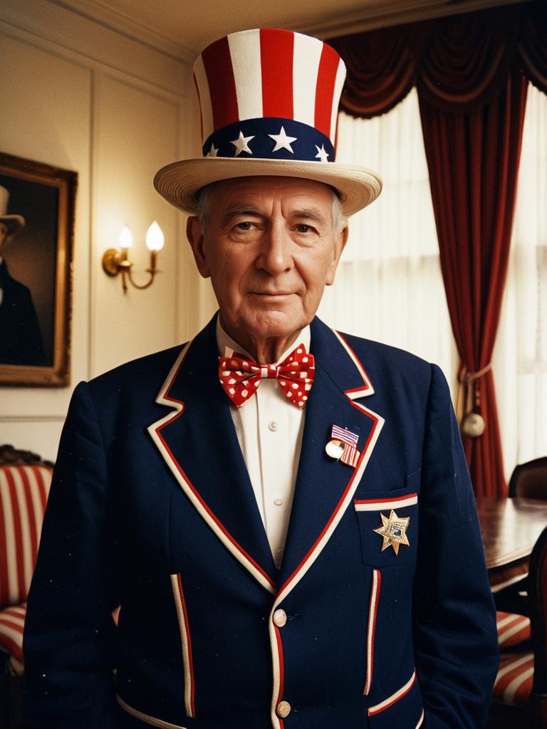 Elderly Man in Patriotic Costume