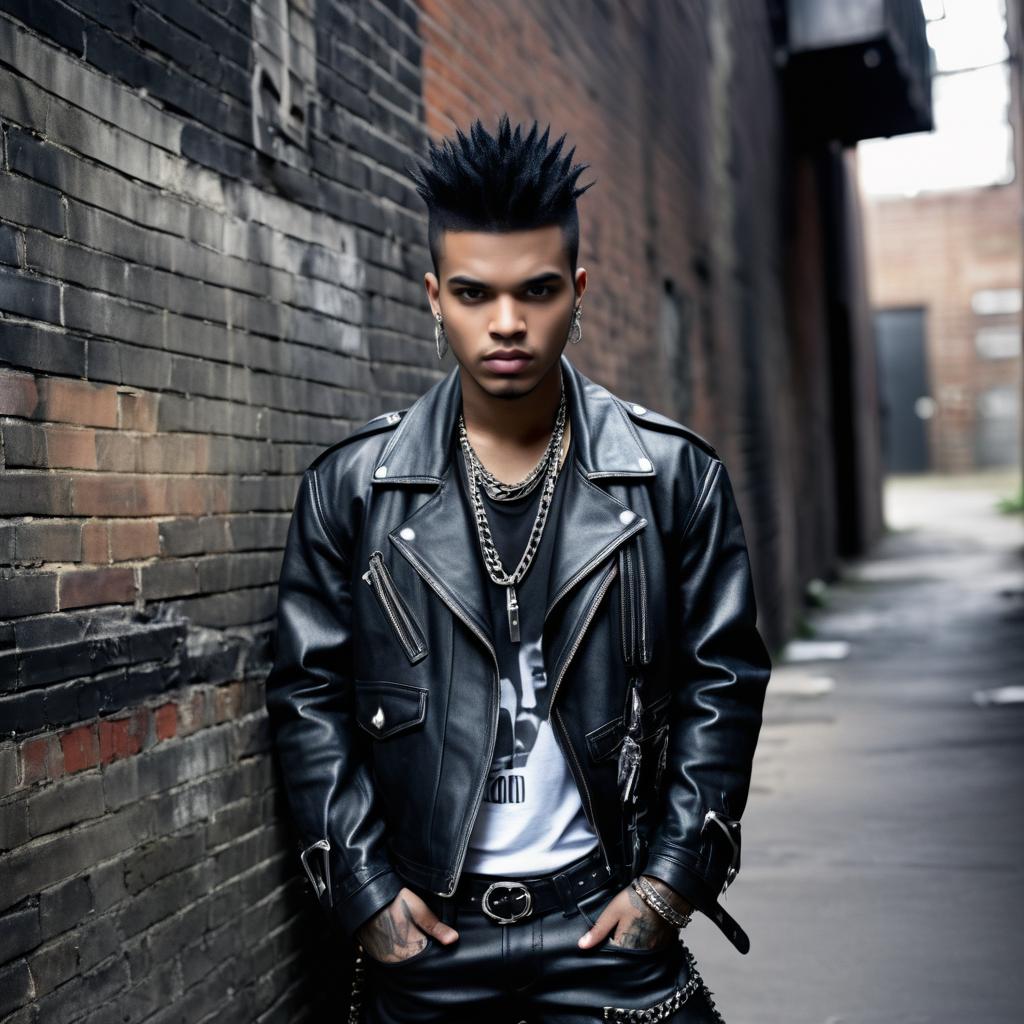 Punk-Inspired Young Man in Urban Setting