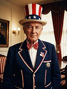 Elderly Man in Patriotic Costume