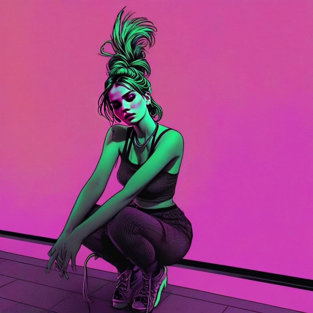 Futuristic Woman in Magenta with Neon Lights Futuristic Woman in Magenta with Neon Lights