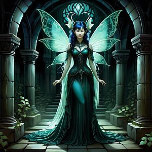 Mystical Fairy Woman in Ancient Archway