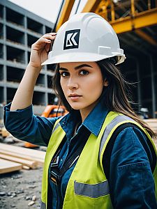 Photorealistic Portrait of Woman in Construction Project Costume