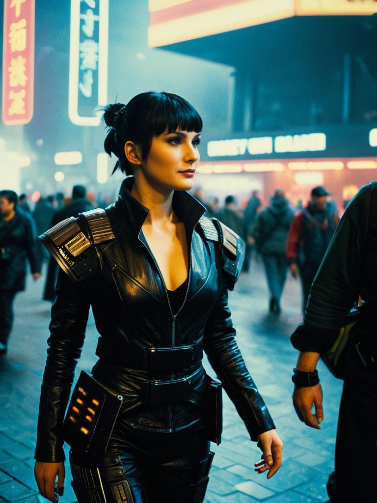 Woman in Blade Runner Joi Costume Candid Cosplay Photo at Sci-Fi Festival