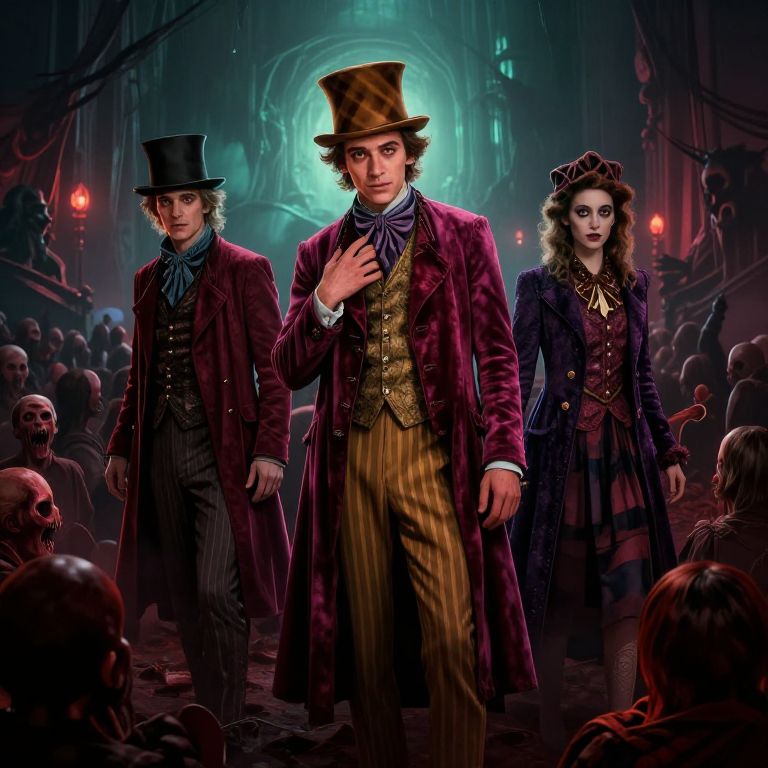 Victorian Gothic Style Trio in Dark Fantasy Setting