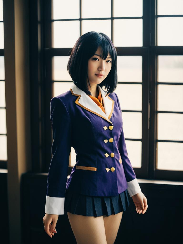 Sexy Cosplay Woman Wearing Kyoka Jiro Costume Realistic Photo