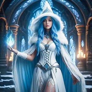 Mystical Woman in Fantasy Costume with Magical Orb