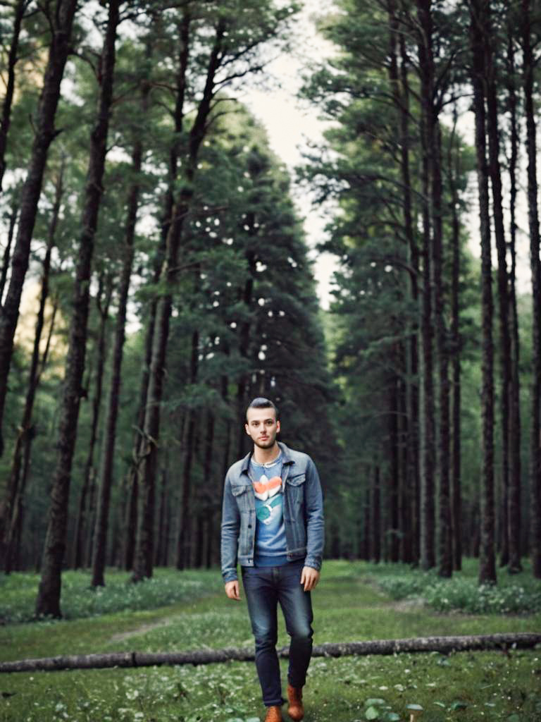 Stylish Man in Serene Forest