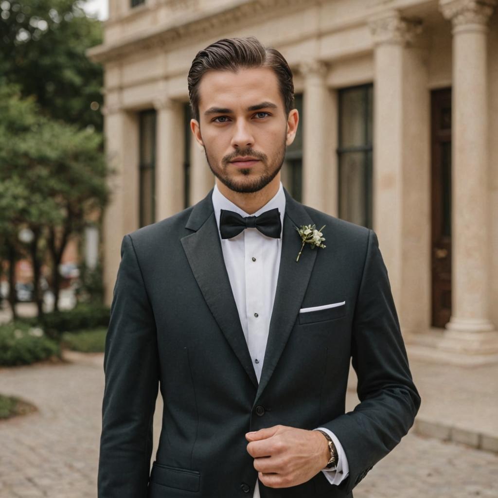 Elegant Man in Formal Attire with Bow Tie