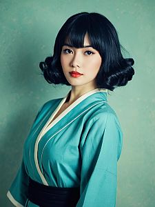 Realistic Portrait of Woman in Kikunojo Kiku Cosplay Costume