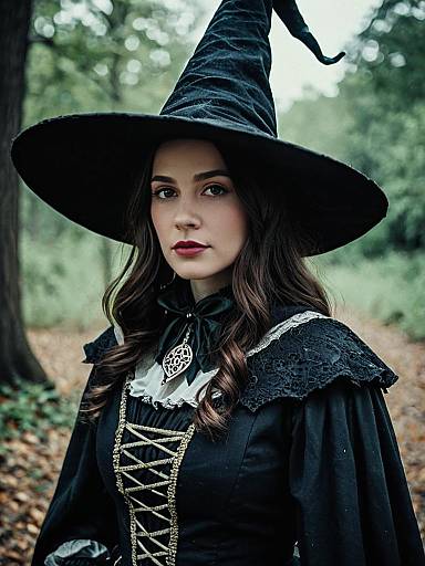Woman in Elizabethan Witch Costume Photorealistic Fantasy Cosplay Portrait