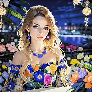 Portrait of a Woman in Floral Dress