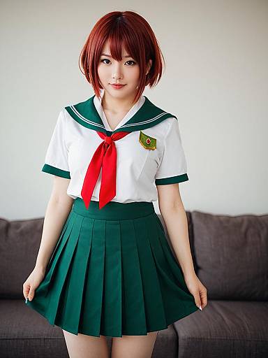 Mutsuki Kai Ni KanColle Cosplay Woman in Sailor School Uniform