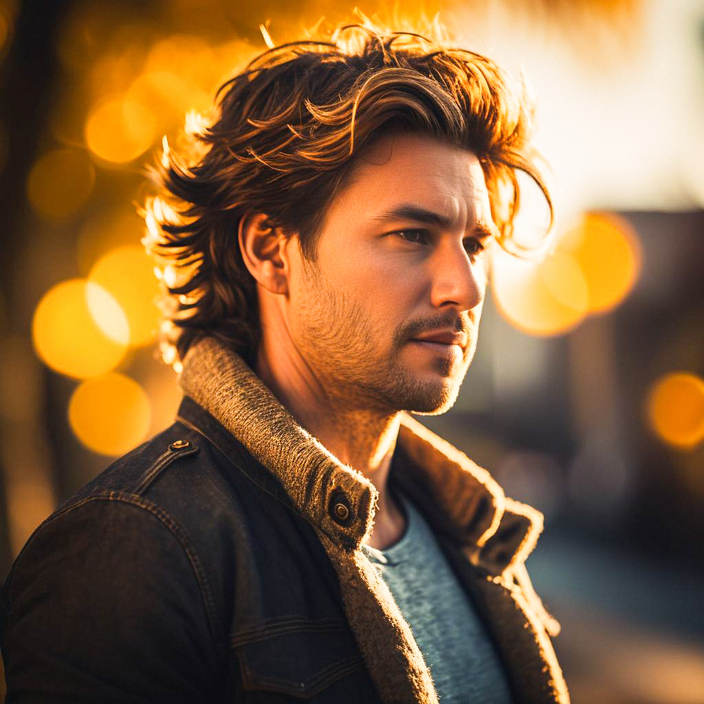 Thoughtful Man in Shearling Jacket - Golden Hour