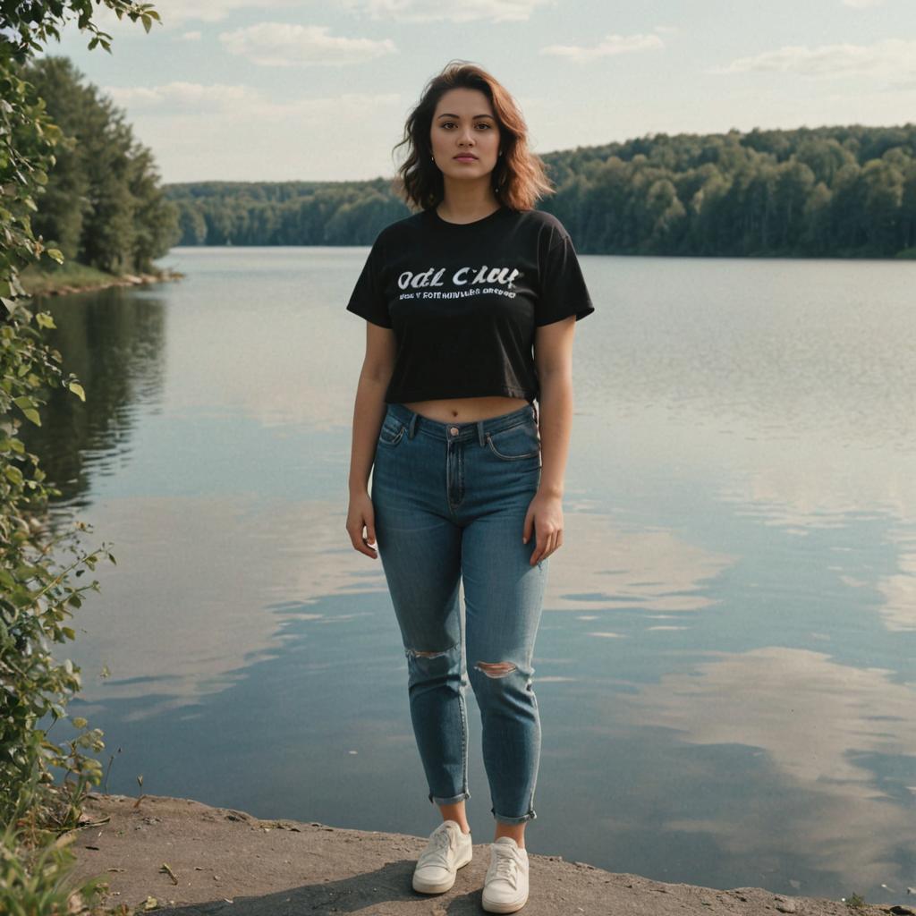 Confident Woman by Tranquil Lake