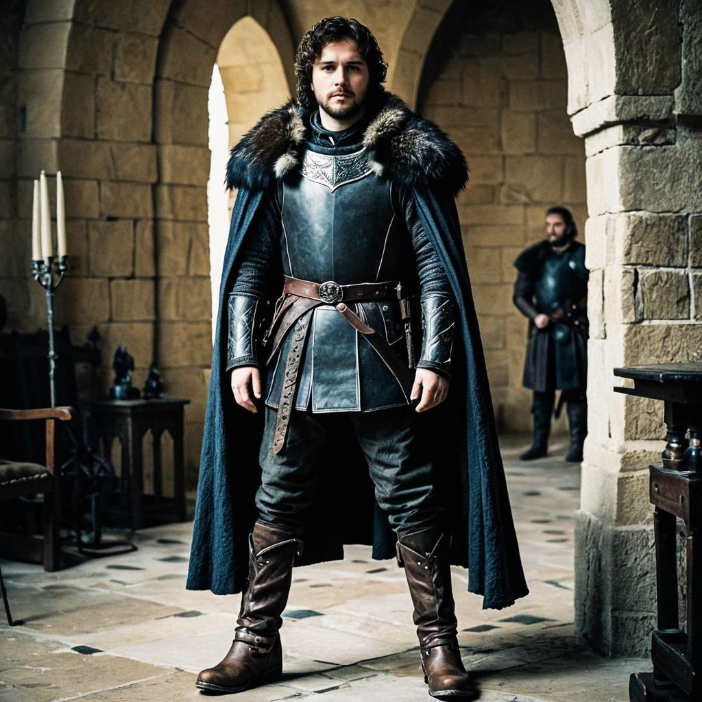 Confident Medieval Warrior in Stone Hall Confident Medieval Warrior in Stone Hall