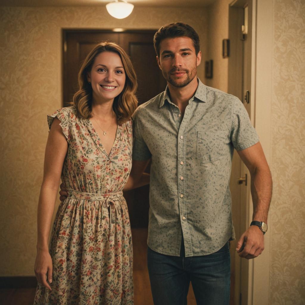 Smiling Couple in Warm Hallway