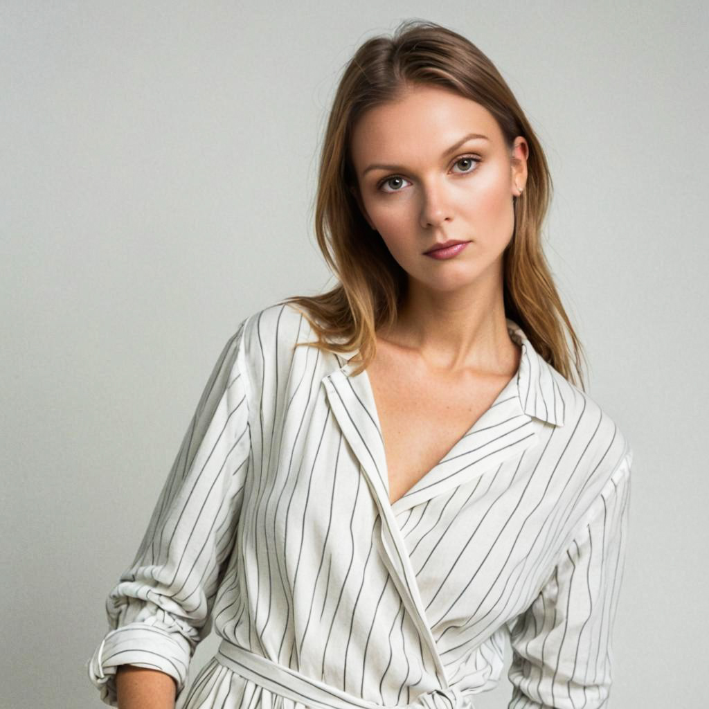 Elegant Woman in Striped Shirt