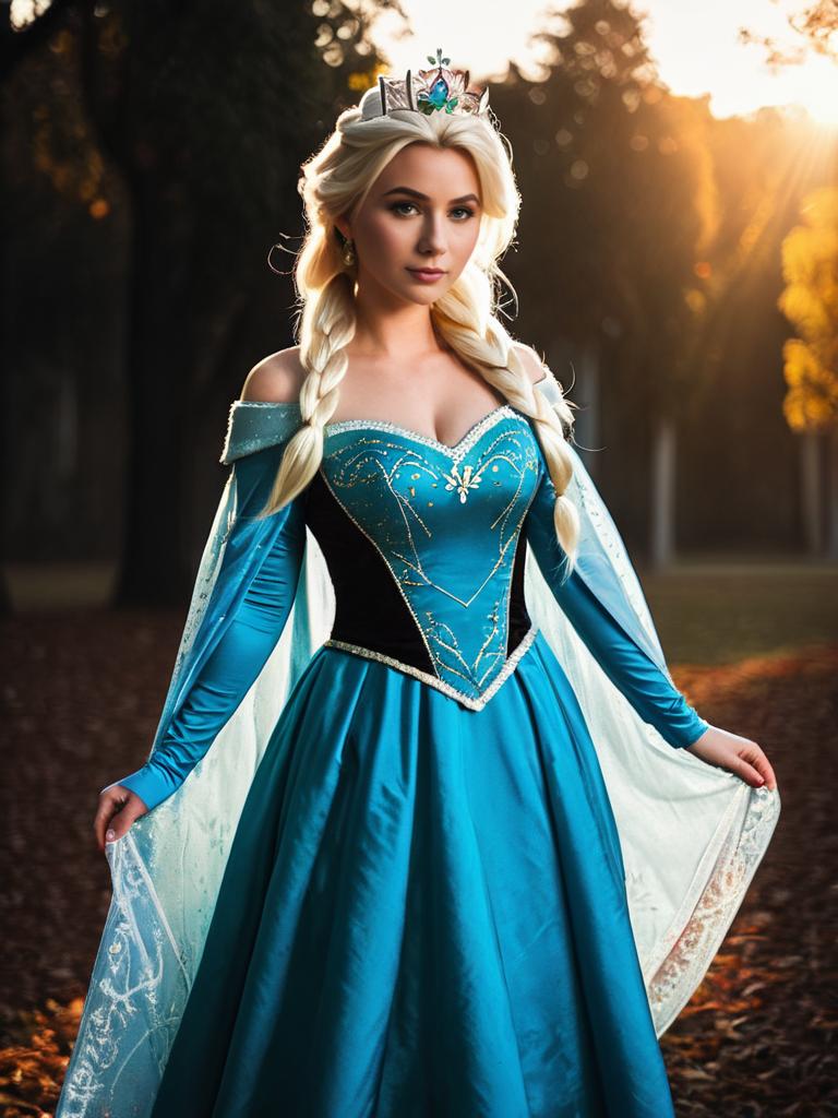 Realistic Queen Elsa Costume Woman Cosplay Outdoor Photo