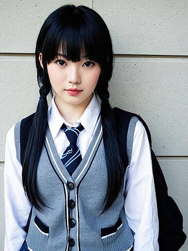 Asanagi Yori - Young Woman in Classic Japanese School Uniform with Braided Hair