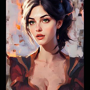 Digital Art Portrait of Woman with Green Eyes and Futuristic Attire