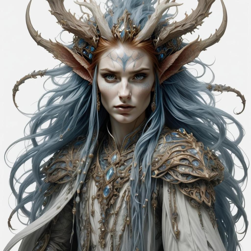 Ethereal Woman with Blue Hair and Nature-Inspired Armor Ethereal Woman with Blue Hair and Nature-Inspired Armor