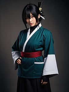 Realistic Cosplay of Isane Kotetsu Character by Woman in Traditional Kimono Costume
