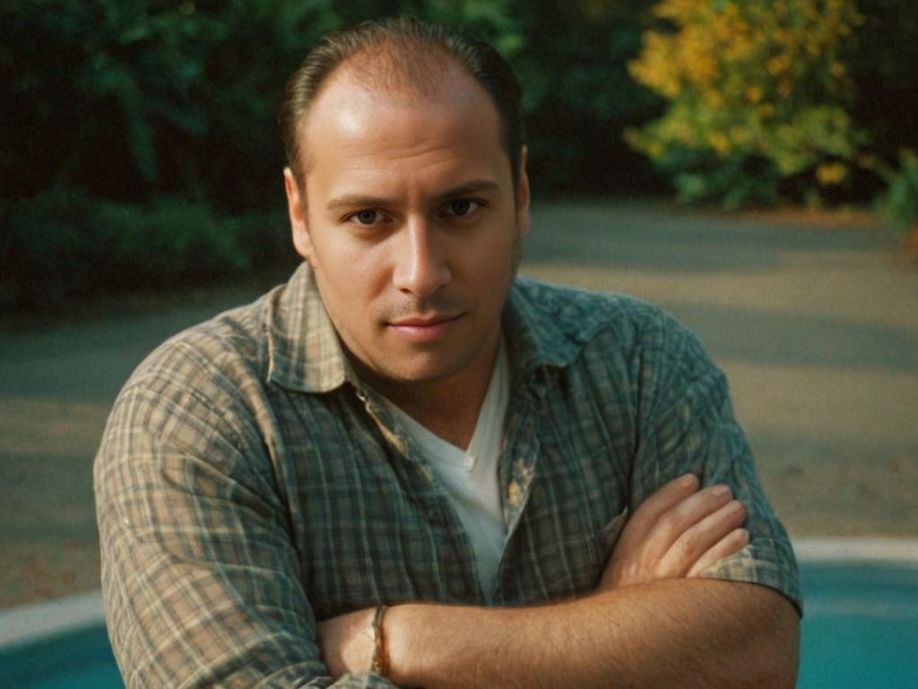 Stoic Man Portrait with Artistic Film Atmosphere