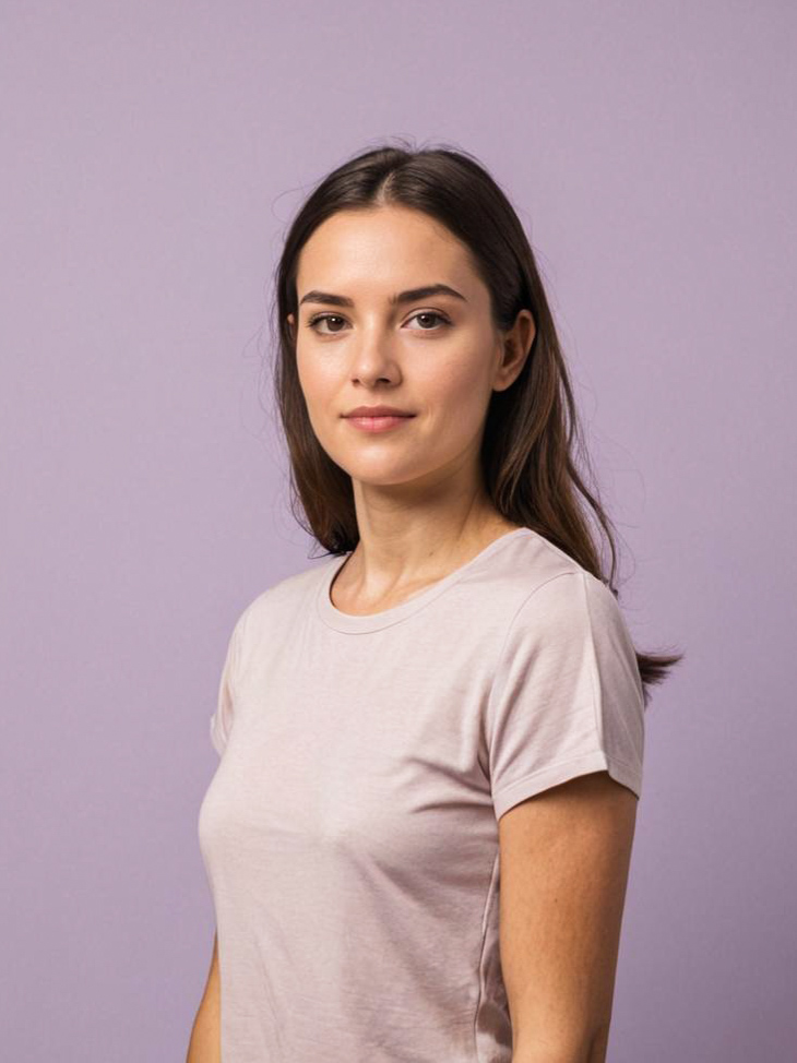 Young Woman in Lavender Background