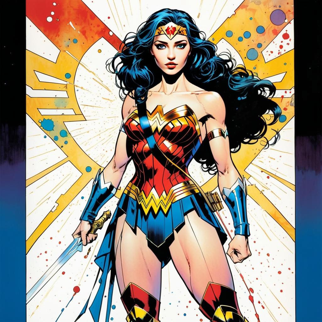 Powerful Woman Warrior with Sword in Comic Style Powerful Woman Warrior with Sword in Comic Style