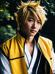 Man Cosplay Wearing Ryuji Sakamoto Costume Realistic Photo