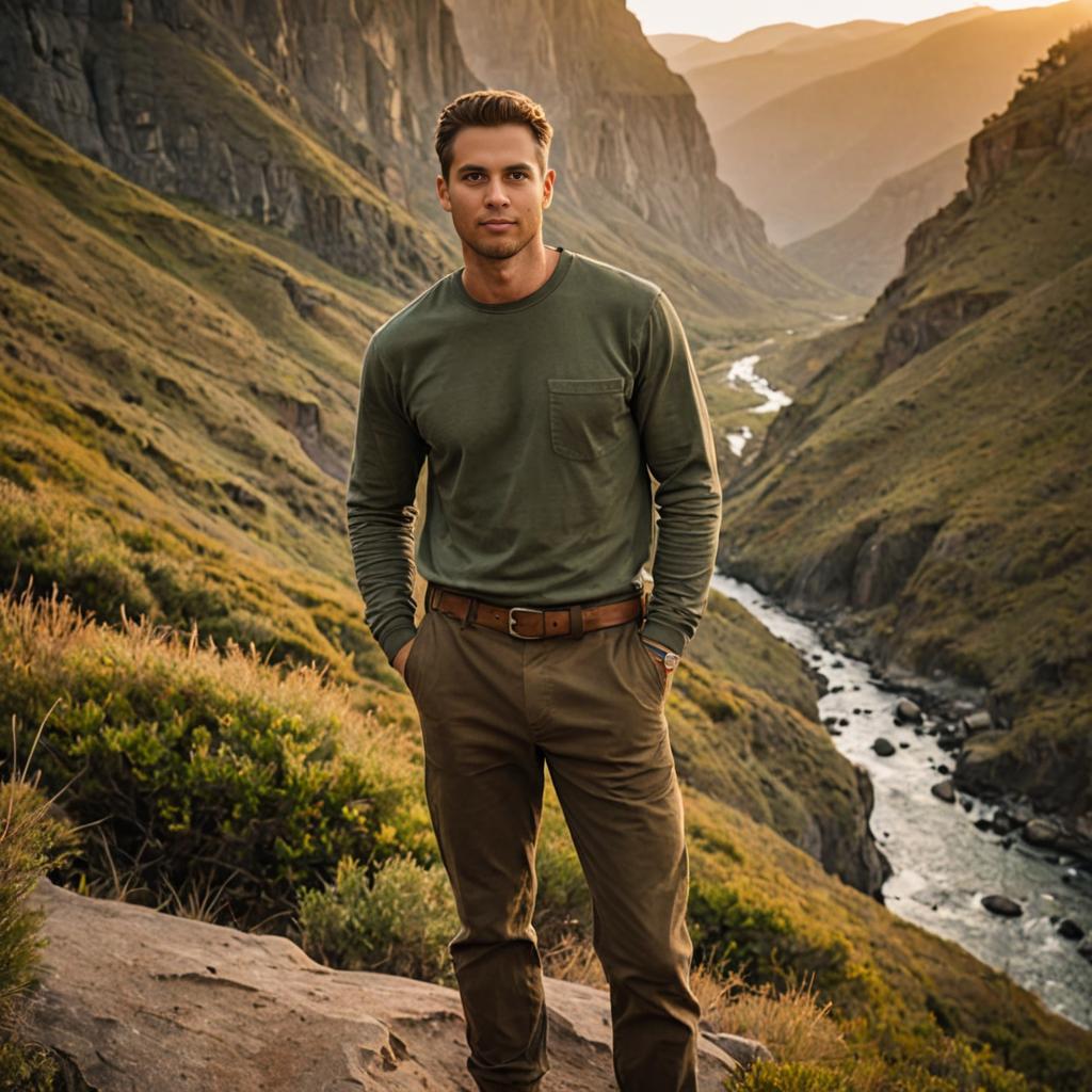 Confident Man in Outdoor Landscape