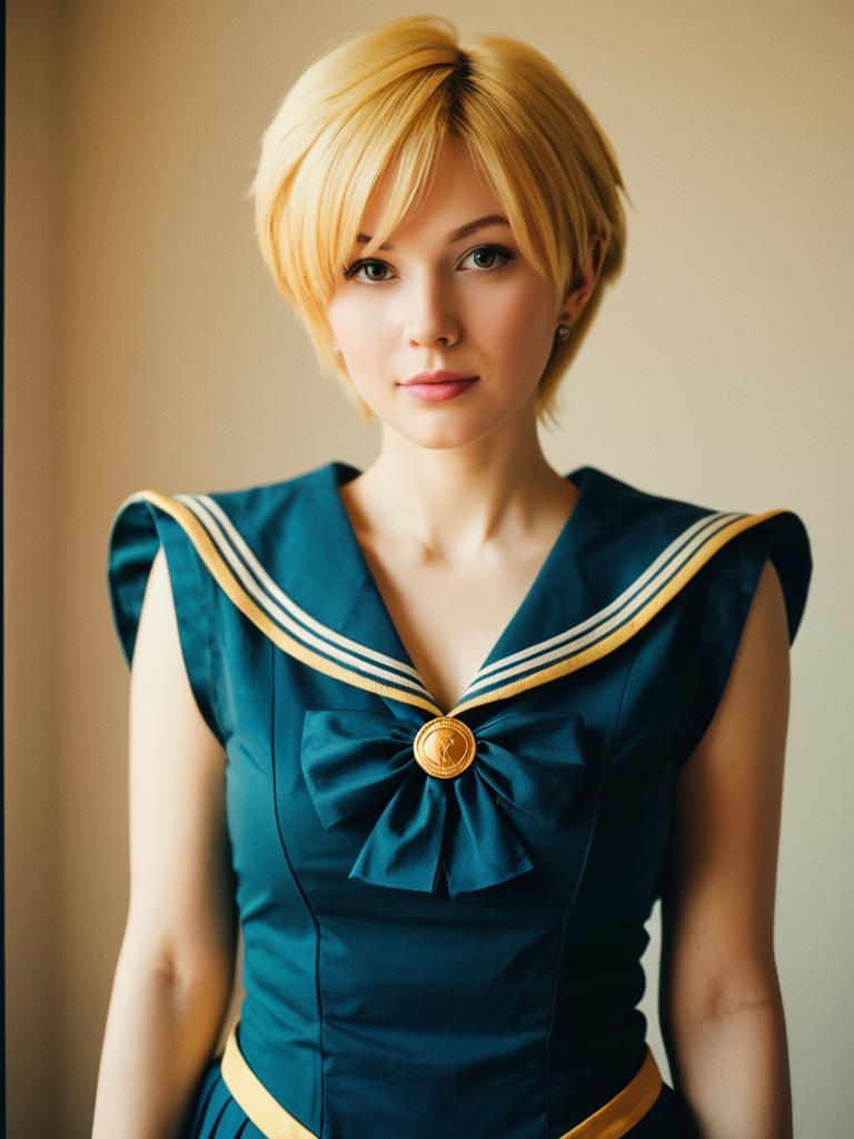 Sexy Cosplay Woman Wearing Sailor Uranus Costume Haruka Tenou