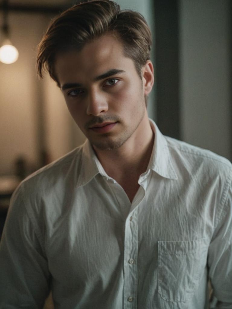 Pensive Young Man Portrait in Natural Light