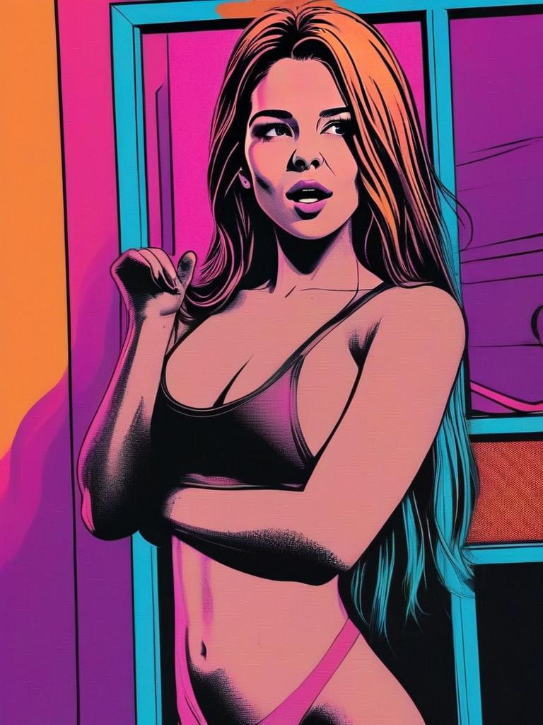 Confident Young Woman in Vibrant Pop Art Style