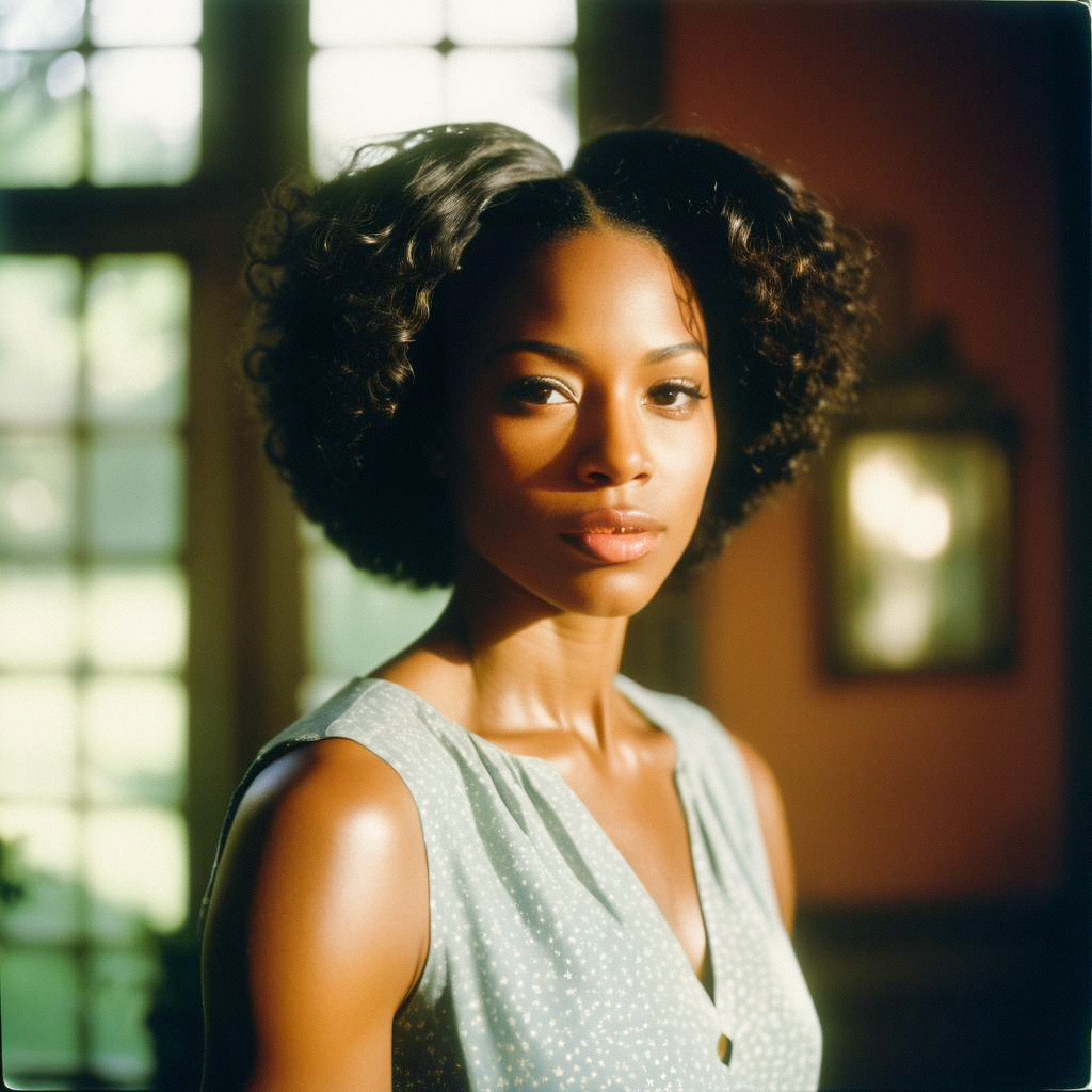 Elegant Woman with Styled Curls in Warm Lighting