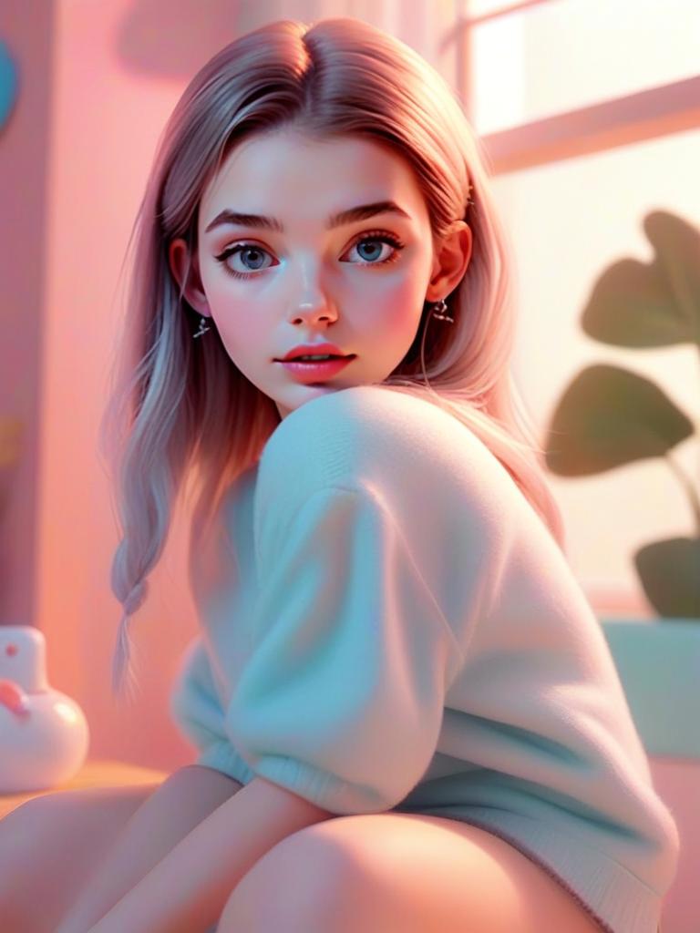 Young Woman in Pastel Sweater