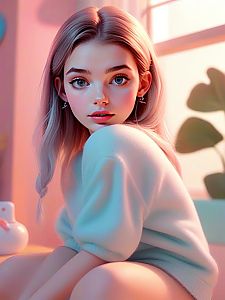 Young Woman in Pastel Sweater