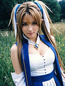 Realistic Belldandy Costume Woman Cosplay Outdoors